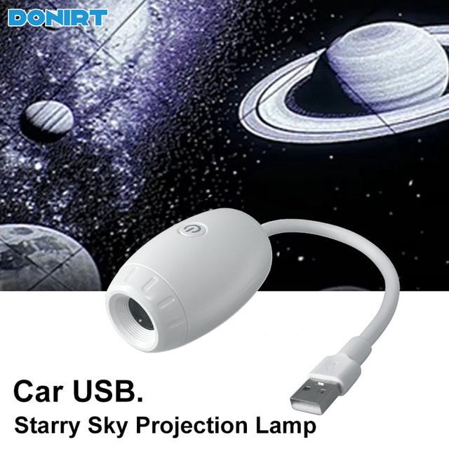 Donirt USB Auto-Ambiente-Projektor LED Sternenhimmel-Licht für Auto-Innenraum mit Saturn-Galaxie-Effekt in Schwarz und Weiß - Bild 1