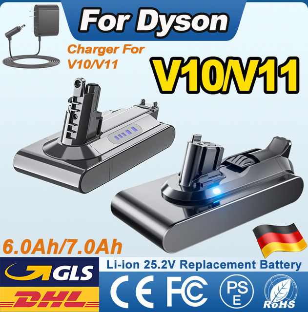 Powtree Ersatzakku mit Ladegerät für Dyson V10 und V11 Absolute, V11 Animal, 25,2V - Bild 1