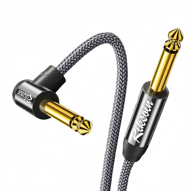 Riksoin Premium TS-Audiokabel 6,35 mm auf 6,35 mm Jack, Schwarz, symmetrisch für Gitarre, Mixer und Studio-Monitor - Bild 1