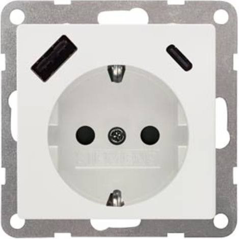Siemens USB-Steckdose mit USB-A und USB-C Anschlüssen in Weiß 5UB19701TW01 - Bild 1