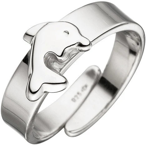 Colkid Kinder Ring Delfin, 925 Silber, verstellbar, Größe 46 - Bild 1