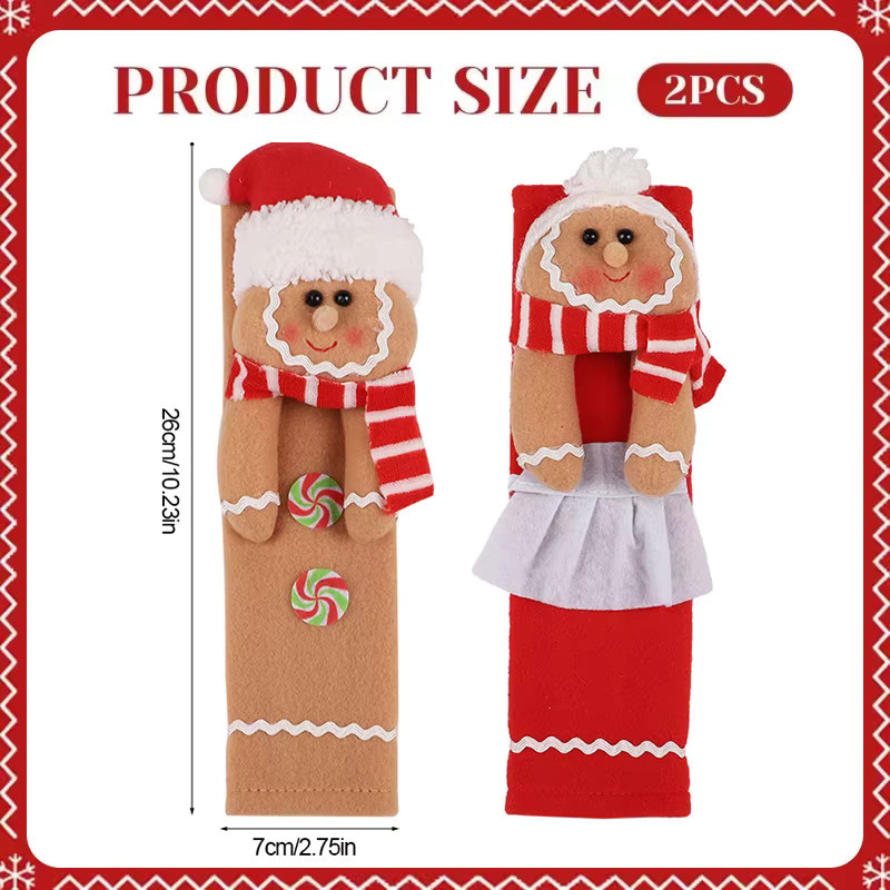 2-teiliges ZQNYCY Weihnachtsgriffschutz-Set im Lebkuchen-Design, mehrfarbig gestreift, passend für Kühlschrank, Mikrowelle oder Türgriff - Bild 5