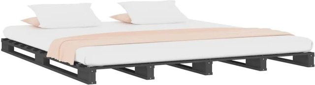 vidaXL Palettenbett aus massivem Kiefernholz in Grau mit rustikaler Optik, B/T: 120 x 200 cm - Bild 1