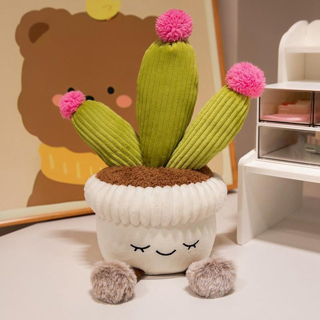 Yiran toy Kawaii Stofftier Plüschpflanzen, Plüschpuppe, Rosa, Grün - Bild 1