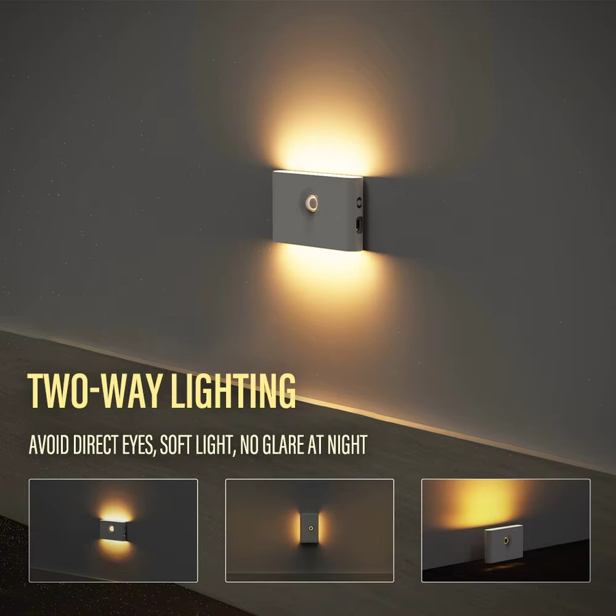 Pzsunly LED-Wandleuchte mit Bewegungsmelder, kabelloses Nachtlicht in Weiß, wiederaufladbar via Typ C, warmweißes Licht für Wohnzimmer, Flur und Schlafzimmer - Bild 3
