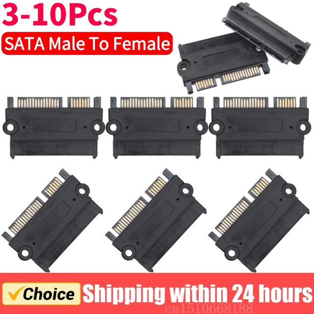 VODOOL SATA Männlich zu Weiblich Power Daten Konverter 22Pin Adapter in Schwarz - Bild 1