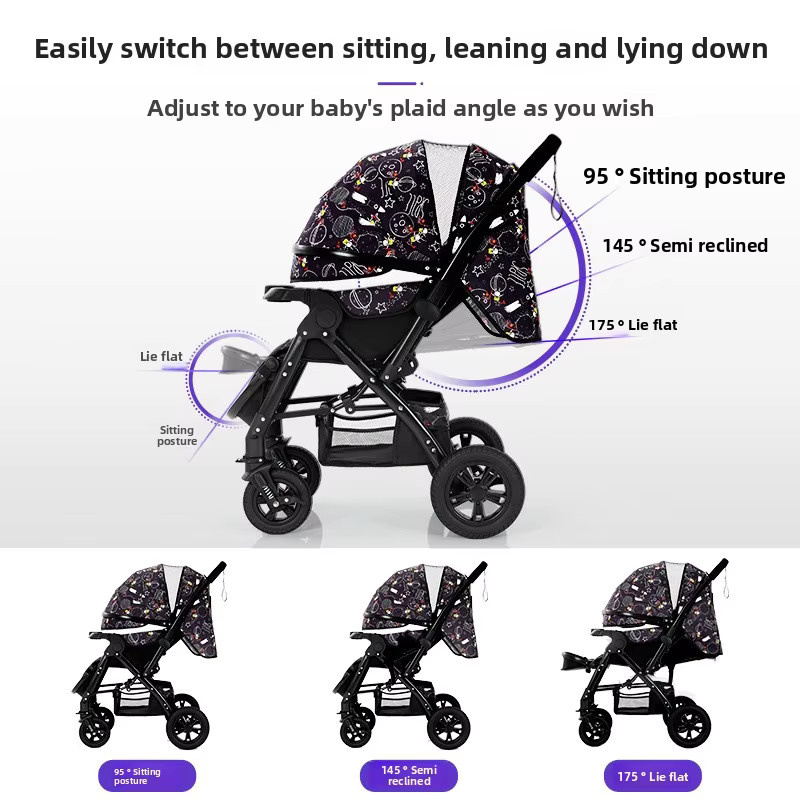 Stoßdämpfender und faltbarer Babykinderwagen mit umkehrbarem Sitz für Neugeborene und Kleinkinder - Bild 4
