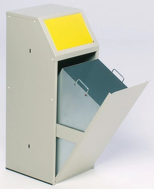 PROREGAL Wertstoffsammler mit Einwurfklappe aus verzinktem Stahl, Gelb, H x B x T: 103 x 45,5 x 45,5 cm - Bild 1