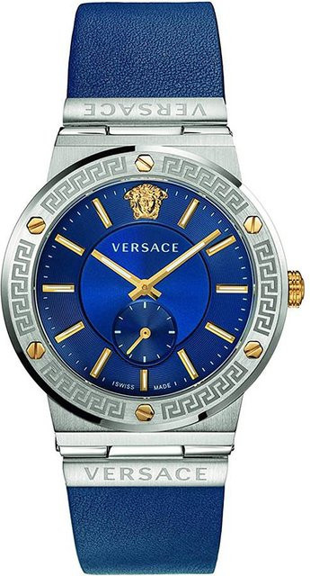 Versace Armbanduhr, Quarz, Edelstahl, Blau, Leder, 41 mm, Herren - Bild 1