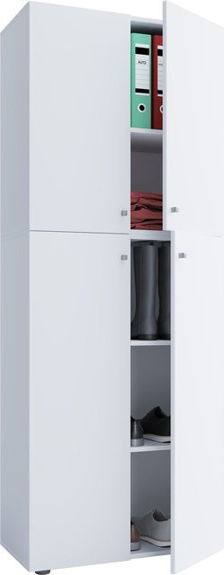 VCM Holz-Schuhschrank Lona Weiß mit 4 Drehtüren und 5 Fächern, B/T/H: 70 x 39 x 182 cm - Bild 1