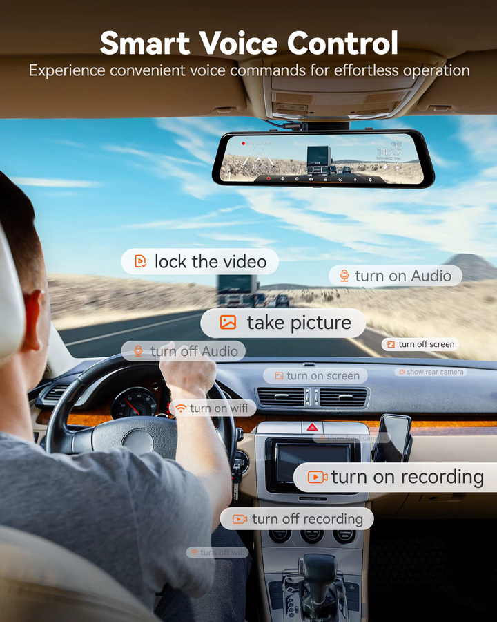 Wolfbox G850 Pro Dash Cam Set mit 4K UHD Front- und 1080P Rückkamera, WiFi, GPS und ADAS, Schwarz - Bild 4