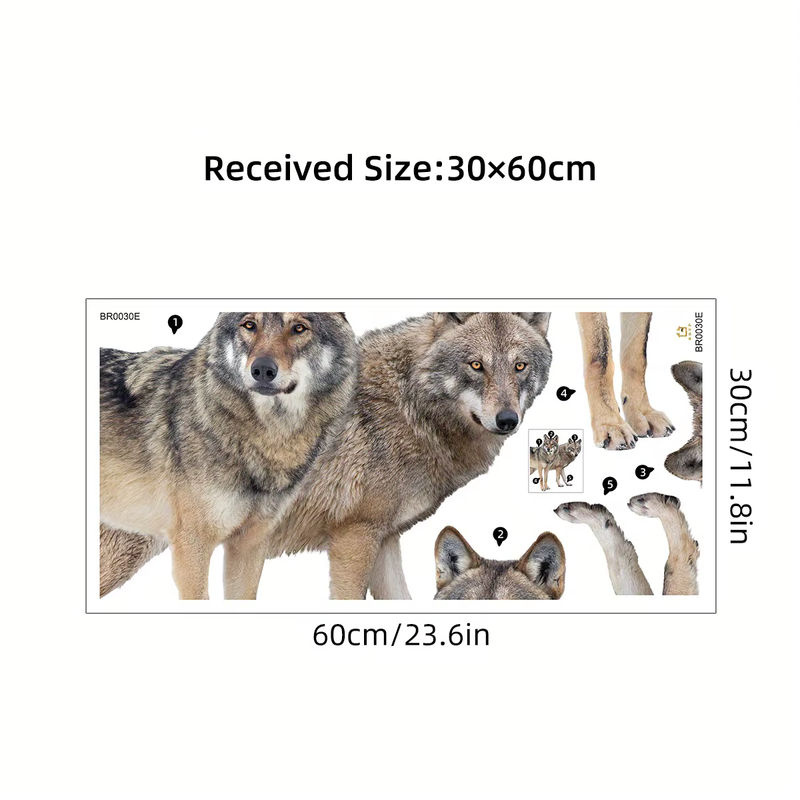 BRUP Aquarell Wolf Wandtattoo Mehrfarbig Abnehmbare Wanddekoration für Kinderzimmer und Wohnzimmer - Bild 5