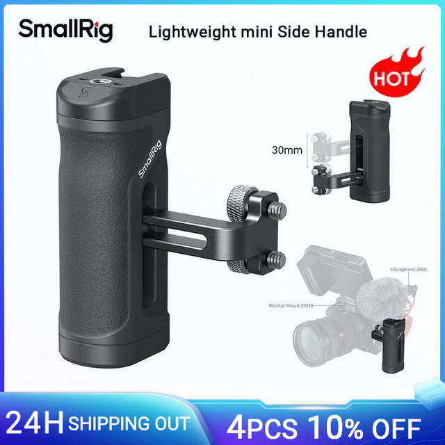 SmallRig Mini Seitengriff für 1/4"-20 Gewinde mit Zubehörschuh für Sony und DSLR, Schwarz - Bild 1