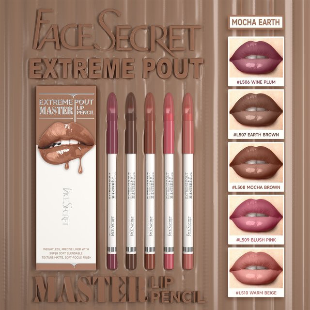 5-teiliges Lipliner-Set matt mit Pinsel - Bild 1
