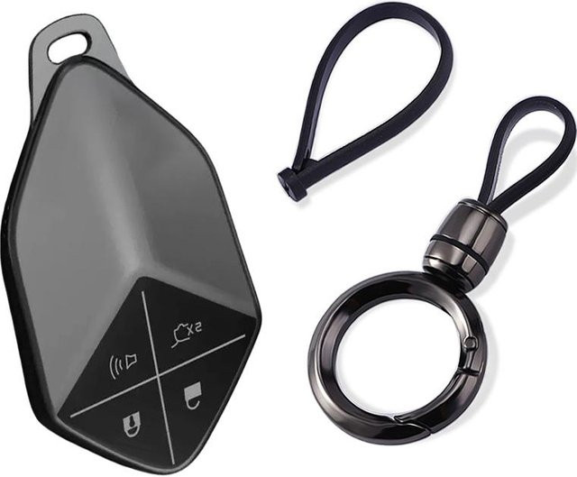 Weiche TPU-Schlüsselabdeckung für Changan Deepal S05 S7 SL03 in Grau mit Schlüsselanhänger-Halter - Bild 1