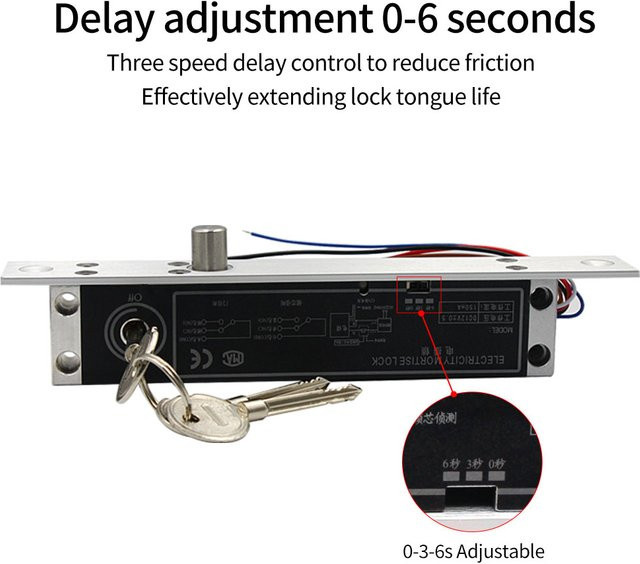 Asia-Teco B9L B10LDC12V Elektrisches Einsteckschloss aus Legierung mit Zeitverzögerung und Schlüsselzylinder in Silber - Bild 1