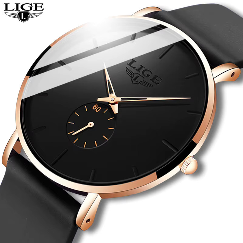 LIGE Armbanduhr, Quarz, Silikon, Schwarz, Herren - Bild 4