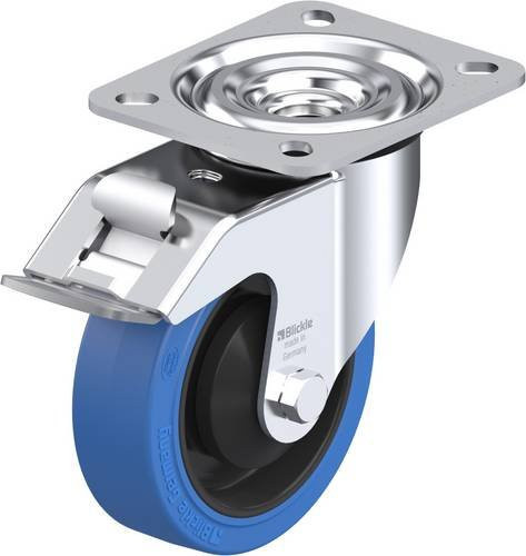 Blickle L-POEV 100KA-FI-SB Lenkrolle mit Feststeller in Blau und Schwarz mit 100 mm Rad-Durchmesser und 200 kg Tragfähigkeit - Bild 1
