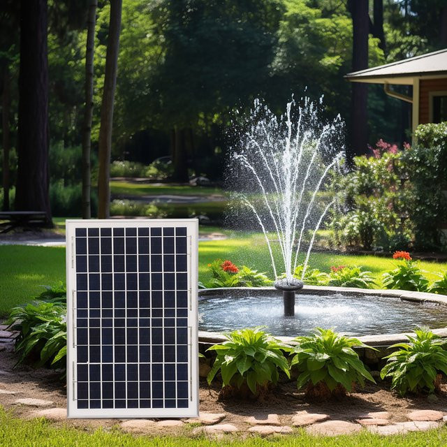Bymaocar Solar-Teichpumpe 10 W mit Solarpanel für Fischteiche und Außenbereiche, Schwarz - Bild 1
