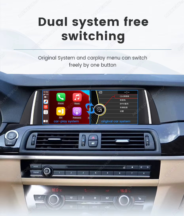 MEKEDE 10,25 Zoll Linux CarPlay Multimedia-Bildschirm für BMW 5er F10 F11 2011-2017 mit GPS, WiFi und Bluetooth in Schwarz - Bild 4