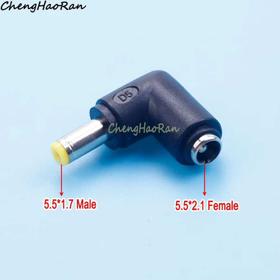 ChengHaoRan DC-Steckverbinder 90-Grad-Adapter Buchse 5,5 x 2,1 mm auf verschiedene Steckergrößen, Schwarz - Bild 2