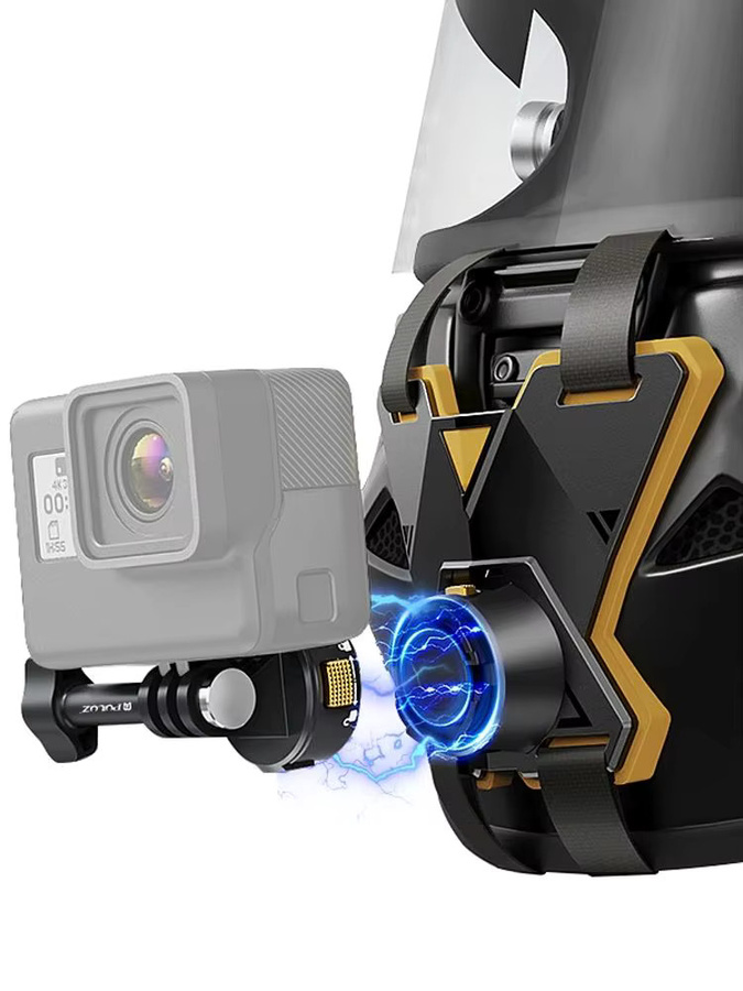 PULUZ Magnetische Schnellverschluss-Motorradhelm-Kinnriemenhalterung in Schwarz für Insta360, GoPro und DJI Sport Action-Kameras - Bild 1
