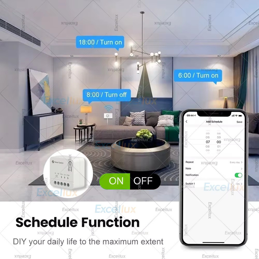 Excellux Mini Zigbee Smart Switch Modul 10A in Weiß für DIY Beleuchtungssteuerung, kompatibel mit Home Assistant und Zigbee2MQTT - Bild 4
