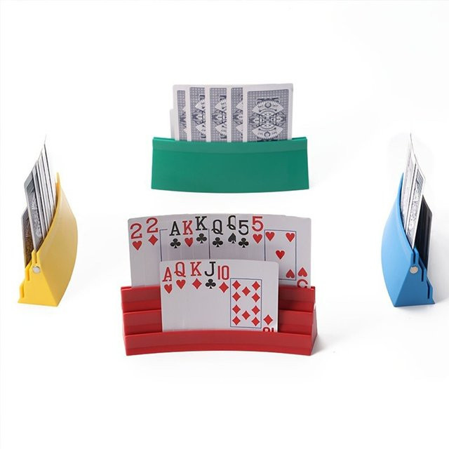 2er-Set Freistehende Pokerkartenhalter aus Kunststoff mit 3 Fächern als Spielkarten-Organizer für Familien- und Partyspiele - Bild 1