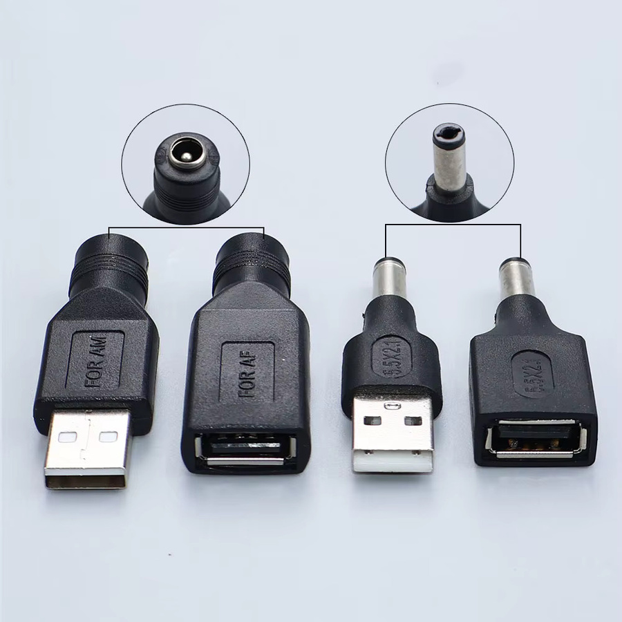 JCD DC Stecker auf USB Adapter Konverter Schwarz, 5,5 x 2,1 mm auf USB Weiblich und Männlich für Laptop und PC - Bild 2