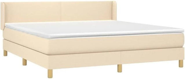 vidaXL Boxspringbett mit Matratze und Kopfteil in Creme, Hybrid-Bett mit Taschenfederkern aus Stoff, B/T/H: 180 x 200 x 183 cm - Bild 1