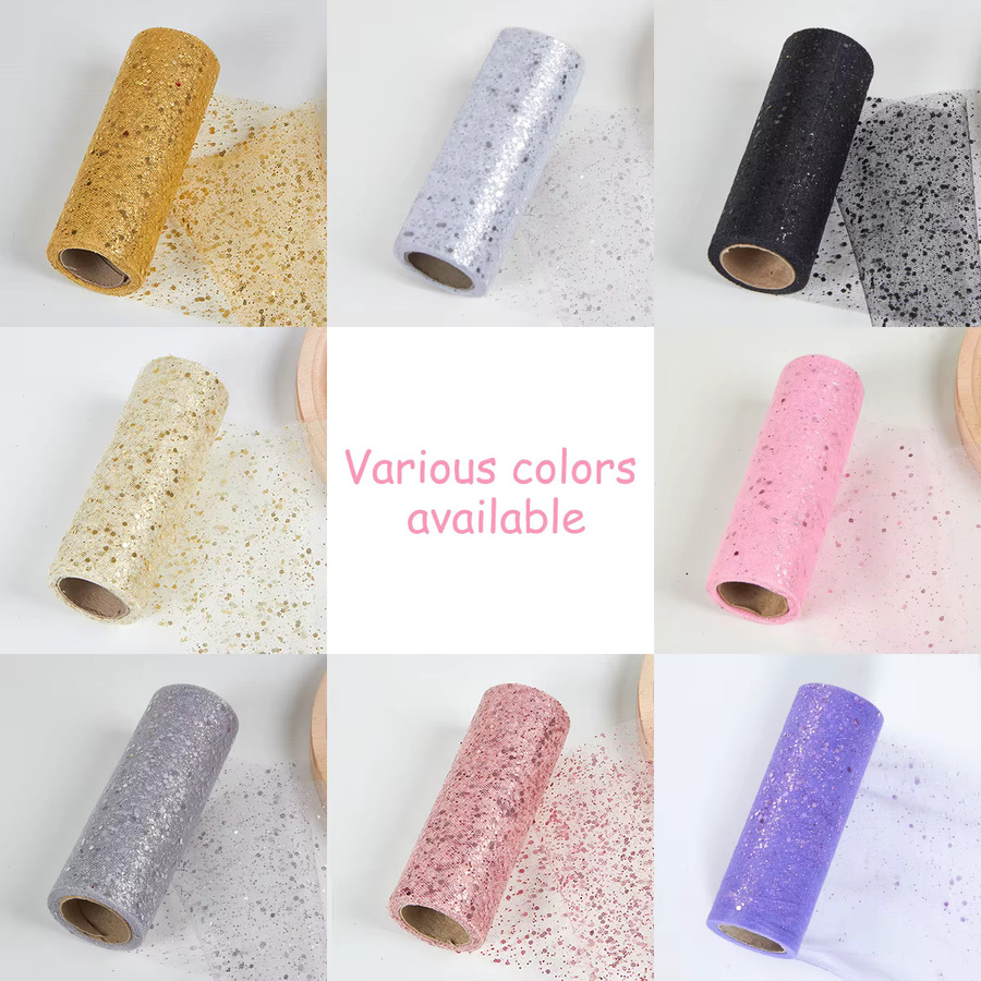 Glitzer Mesh Ribbon von Huiran in Multicolor, 15 cm Breite und 9,14 m Länge für Hochzeitsdeko, Weihnachtsbaumschmuck und Kränze - Bild 5