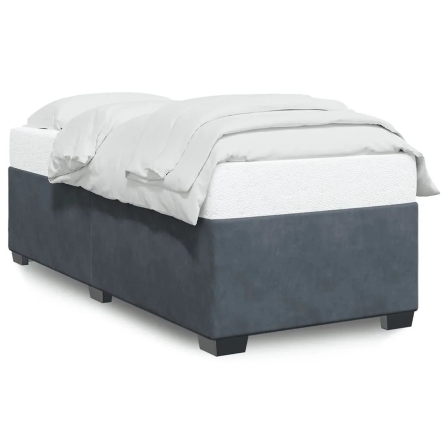 vidaXL Bettgestell aus Samt in Dunkelgrau, B/T/H: 90 x 190 cm - Bild 2