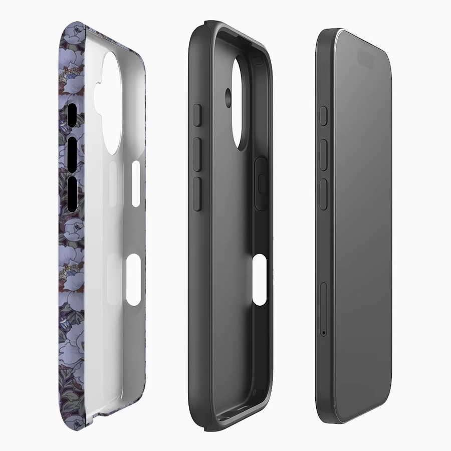 Potdemiel Handyhülle Mondlicht-Pfingstrosen für iPhone 17 16 15 14 13 Pro Max Plus, Robuste Ein- und Doppelschicht-Schutzhülle, Farbe: Purple - Bild 2