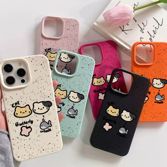 AKABEILA Leder-Silikon-Handyhülle mit Cartoon-Aufdruck für iPhone, stoßfeste Schutzhülle in Grün und Multicolour - Bild 1