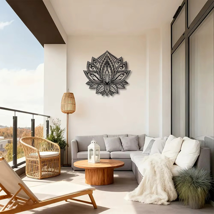 CIFBUY Mandala Lotus Metall-Wandkunst aus Eisen in Schwarz - Bild 3