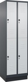 C+P Doppelstock-Spind Classic PLUS mit Sockel, 2 Abteile, Farbe: Lichtgrau, H x B x T: 195 x 60 x 50 cm - Bild 1