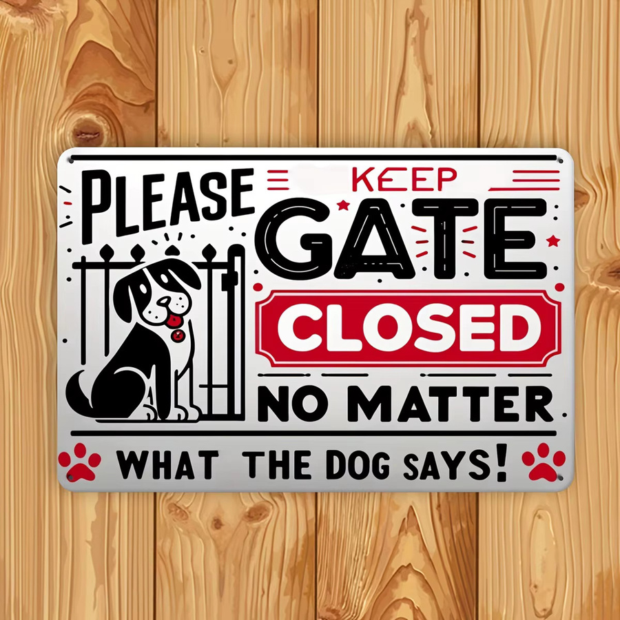 Vintage Metallschild CIFBUY Keep Gate Closed in Weiß als rechteckige Wandkunst und Außendekoration - Bild 5