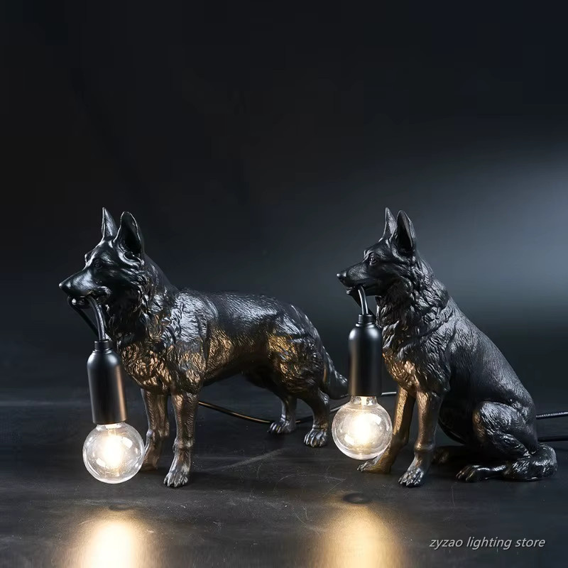 ZYZAO Tischleuchte Deutscher Schäferhund aus Harz mit warmweißem Licht als kreative Dekoration - Bild 2