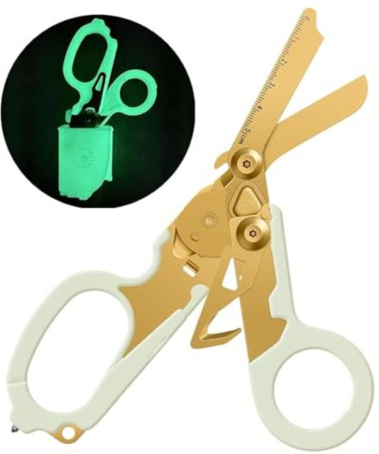 Multifunktionale taktische Outdoor-Camping-Rettungsschere als tragbare Faltschere in Multicolor aus Edelstahl - Bild 1