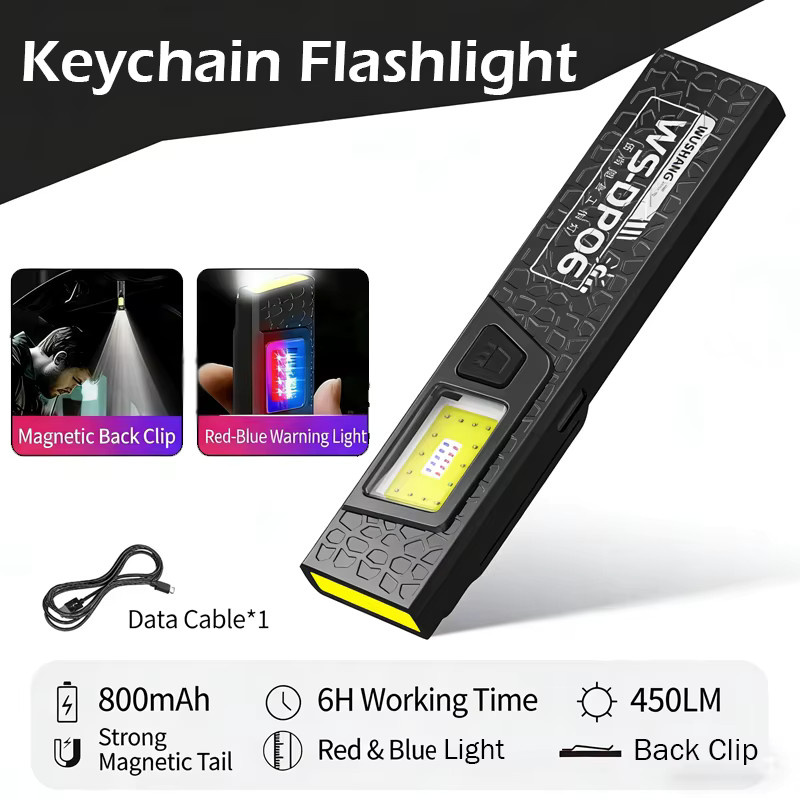 NEWBIRTH LED-COB-Taschenlampe mit Magnet, wiederaufladbar, 550 lm, Schwarz - Bild 5