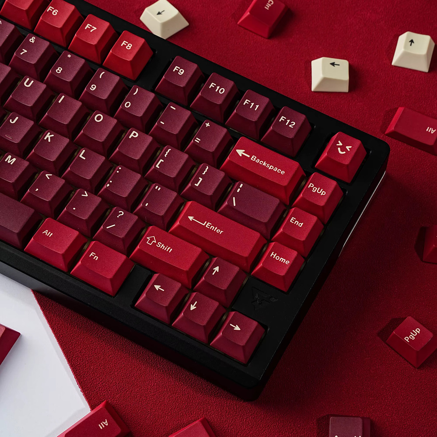 Jaycomia GMK Jamon Tastenkappen Set in Rot mit multilingualen Beschriftungen für mechanische Tastaturen, 143 Tasten, ABTN-2 Layout - Bild 2