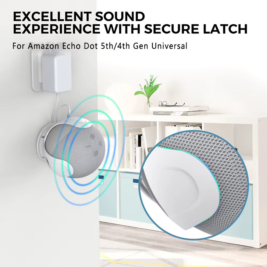 VODOOL Wandhalterung aus Kunststoff für Amazon Echo Dot 5 und 4 in Schwarz mit Kabelmanagement - Bild 2