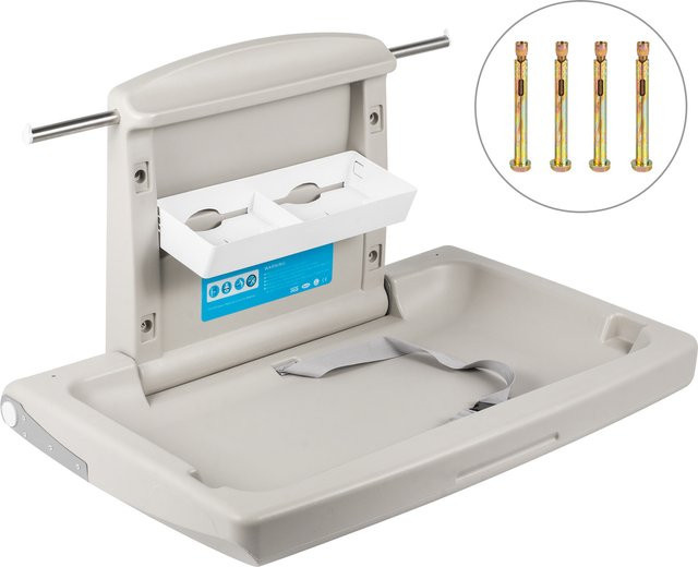 SucceBuy Babykommode zum Wandmontieren, klappbare Wickelkommode für Babys in Grau oder Beige - Bild 1