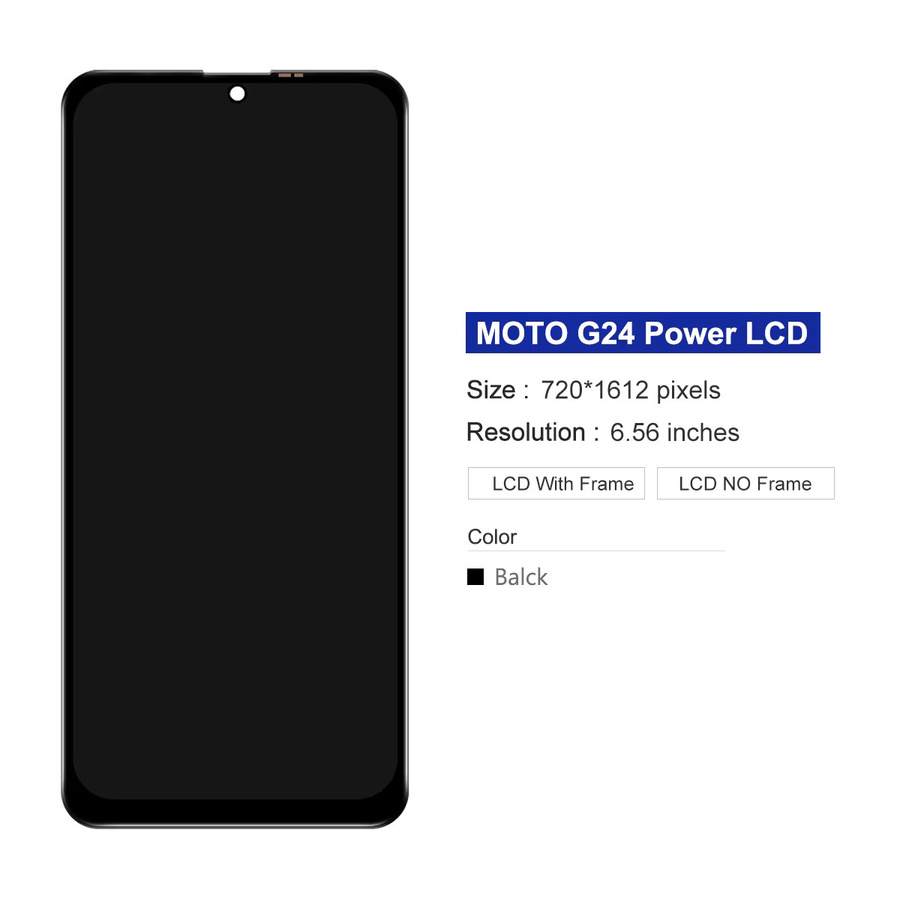 Motorola Moto G24 Power LCD Display Touch Panel Digitizer Montage mit Rahmen in Schwarz - Bild 3