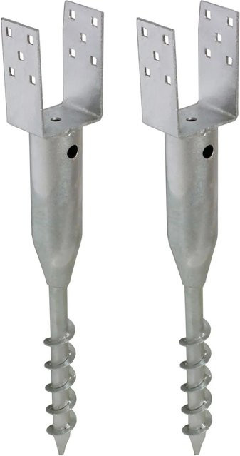 TRUTZHOLM 2er Set U-Profil Bodenhülse zum Einschrauben, Farbe: Silber, B/T/H: 9 x 9 x 68,5 cm - Bild 1