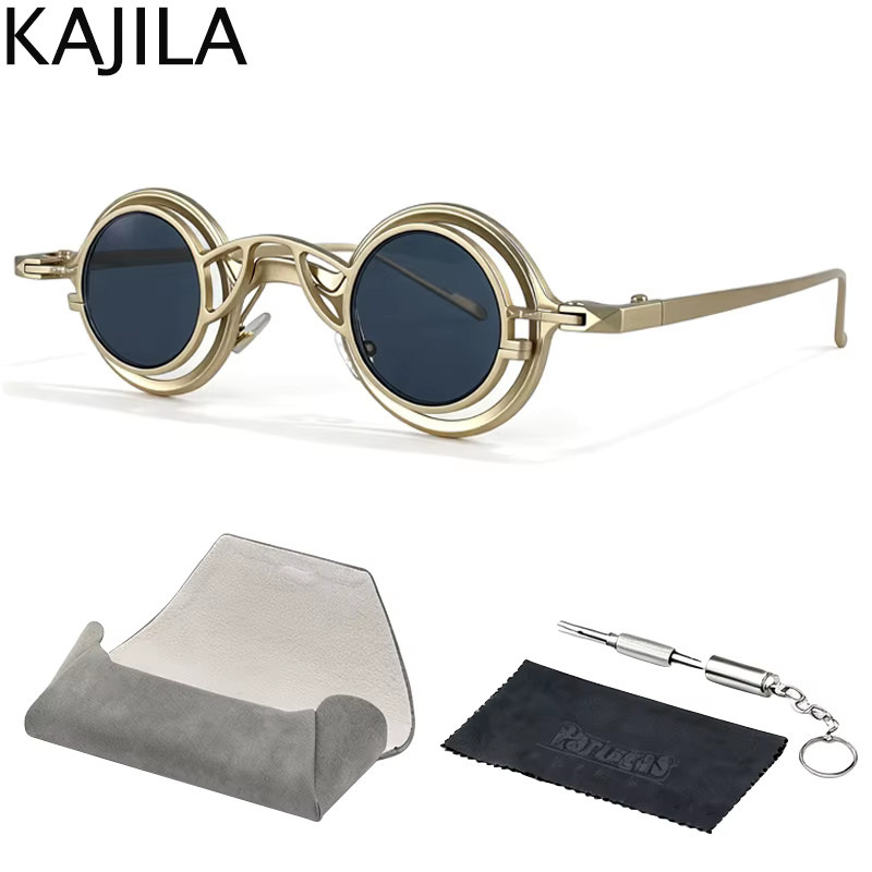 Kajila Sonnenbrille, Clip On, rund, Vollrand, Metall, Herren - Bild 3