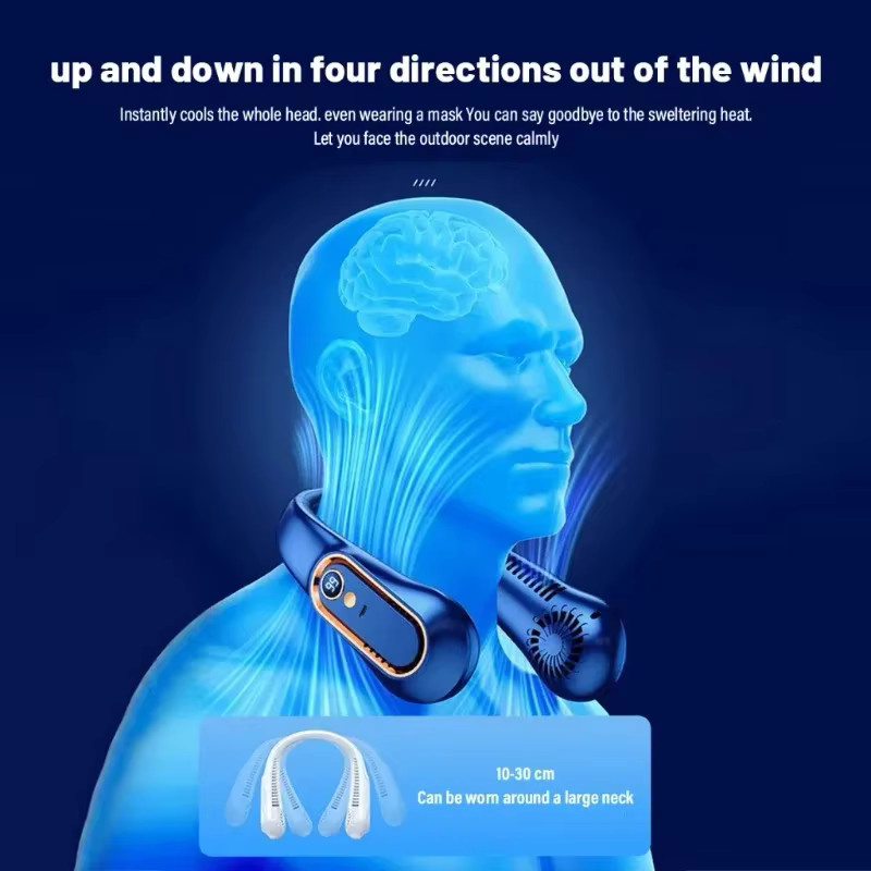 VIKEFON Halsventilator ohne Rotorblätter, Mini, Weiß, USB-aufladbar, leise mit Digitalanzeige und 5 Leistungsstufen - Bild 3