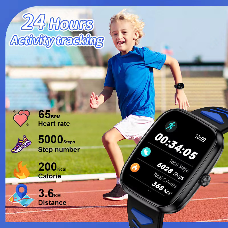 LIGE Kinder Smartwatch in Schwarz mit Bluetooth-Anruf, Fitness-Tracker und Schrittzähler, wasserdicht - Bild 3
