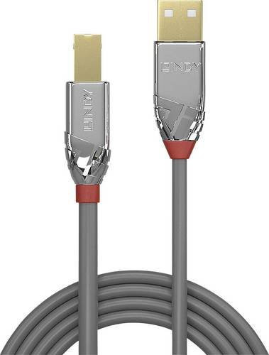 Lindy CROMO USB 2.0 Kabel mit USB-A Stecker und USB-B Stecker in Grau, Länge: 7,5 m - Bild 1