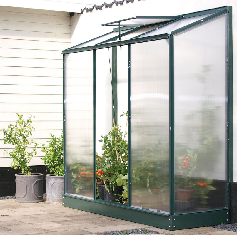 Vitavia Anlehn-Gewächshaus Ida 1300 in Smaragd Grün mit 4 mm Polycarbonat-Platten und Schiebetür - Bild 2